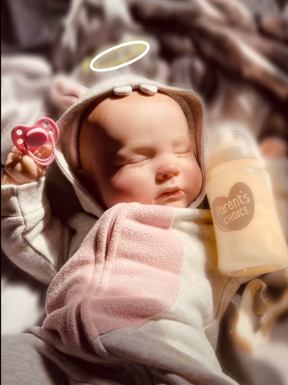 Reborn Pink and Cream Baby Doll with Bottle